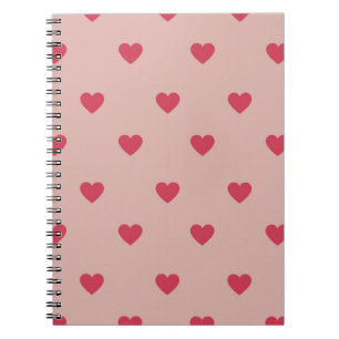 Rosa Retro Heart Y2K Mönster med Rosa bakgrund Anteckningsbok