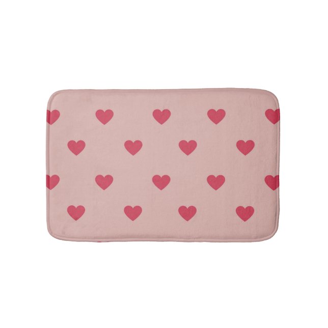 Rosa Retro Heart Y2K Mönster med Rosa bakgrund Badrumsmatta (Framsidan)