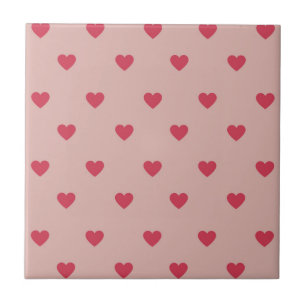 Rosa Retro Heart Y2K Mönster med Rosa bakgrund Kakelplatta