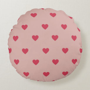 Rosa Retro Heart Y2K Mönster med Rosa bakgrund Rund Kudde