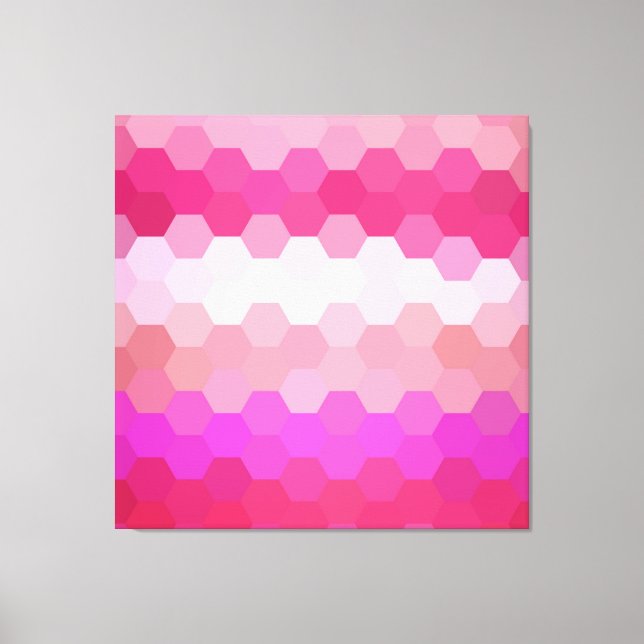 Rosa Retro Hexagonal sjölöst Mönster Canvastryck (Framsida)