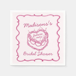 Rosa Retro Hjärtan Coquette Körsbärstårta Bröllops Pappersservett