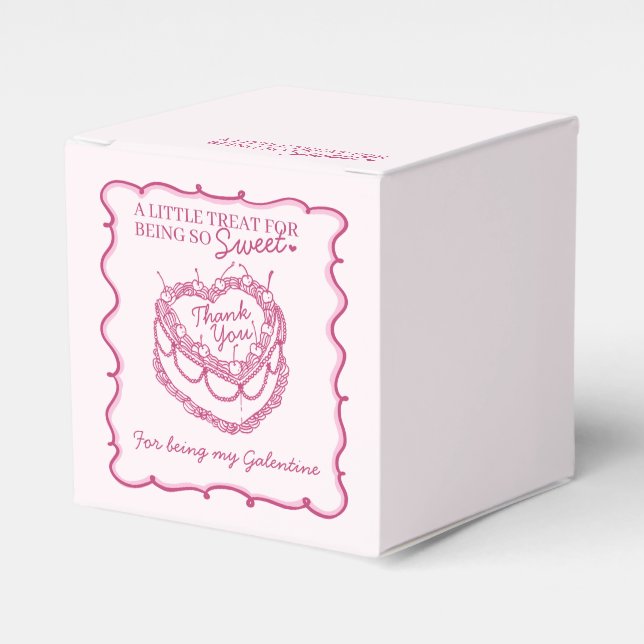 Rosa Retro Hjärtcoquette Kirschtårta Galentine Presentaskar (Framsidan Sidan)