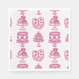 Rosa Retro Hjärtcoquette Körsbärstårta Alla Hjärta Pappersservett