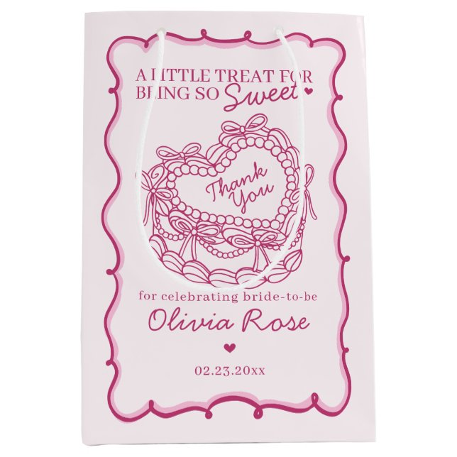 Rosa Retro Hjärtformad Bröllopsdusch Tårta (Framsidan)