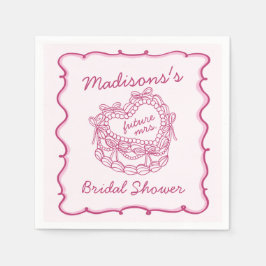 Rosa Retro Hjärtformad Bröllopsfesttårta för Brudt Pappersservett