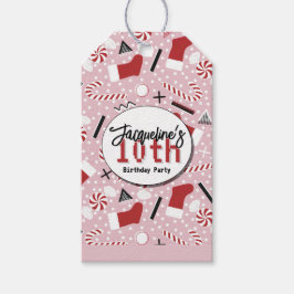 Rosa Retro Jul Pepparmynta Födelsedag Presentetikett