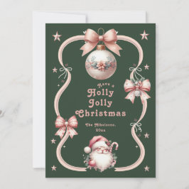 Rosa Retro-julen Jultomten Julkort