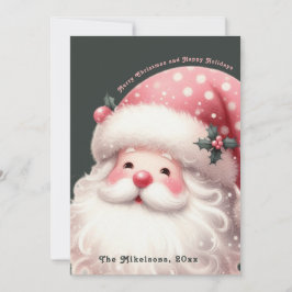 Rosa Retro-julen Jultomten Julkort