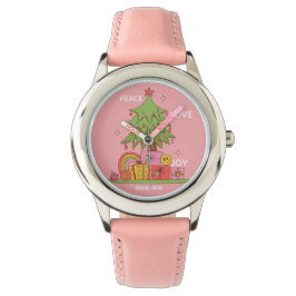Rosa Retro-julflickor Armbandsur