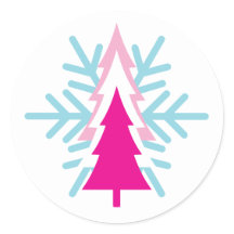 Rosa Retro Julgranar Snöflinga Klistermärken