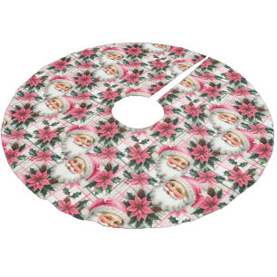 Rosa Retro Jultomten - Blommigt - jul Julgransmatta Borstad Polyester
