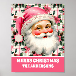 Rosa Retro Jultomten - Blommigt - jul Poster