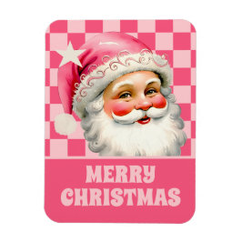 Rosa Retro Jultomten Rosa Tartan Play jul Magnet
