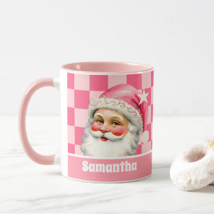 Rosa Retro Jultomten Rosa Tartan Play jul Mugg