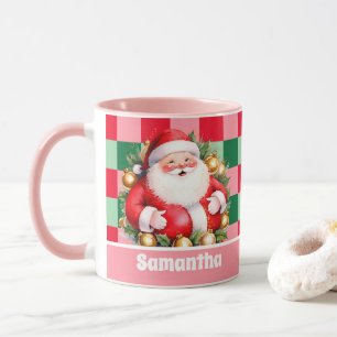 Rosa Retro Jultomten Tartan Play jul Mugg