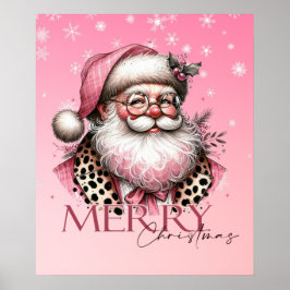 Rosa Retro Jultomten Vintage God jul Poster