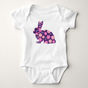 Rosa retro kanin och blommor t shirt