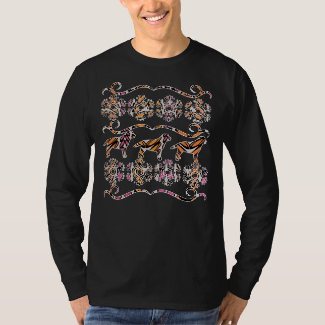 Rosa Retro Labrador Ugly julsötare T Shirt (Framsida)