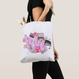 Rosa Retro LOVE-Totebag – 90-tals Hits & Tidigt 20 Tygkasse