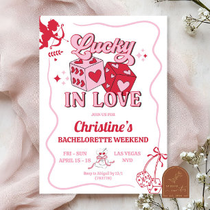 Rosa Retro Lucky i Kärlek Vegas Bachelorette Inbjudningar