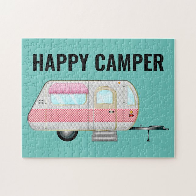 ROSA RETRO LYCKLIG CAMPER JIGSAW PUZZLE PUSSEL (Horisontell)