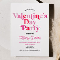 Rosa Retro Minimalist Valentindagen Party