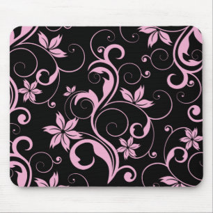 Rosa Retro modern blommönsterelegant Mousepad Musmatta