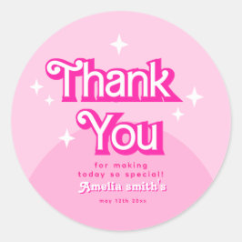 rosa retro modern trendig Tack Runt Klistermärke