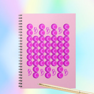 Rosa retro mönster i trendig stil med monogram anteckningsbok