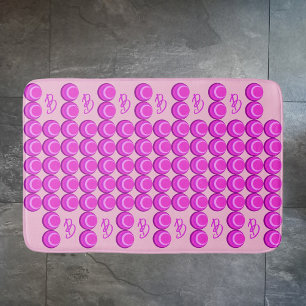 Rosa retro mönster i trendig stil med monogram badrumsmatta