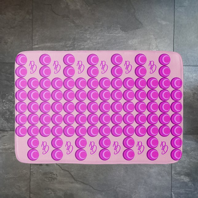 Rosa retro mönster i trendig stil med monogram badrumsmatta (Skapare uppladdad)