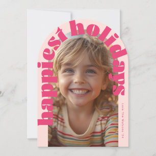 Rosa Retro One Photo Modern Arch-julkort Inbjudningar