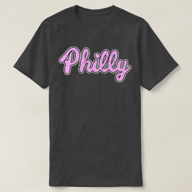 Rosa Retro Philly Script Throwback Philly Fläkt Fa T Shirt (Design framsida)