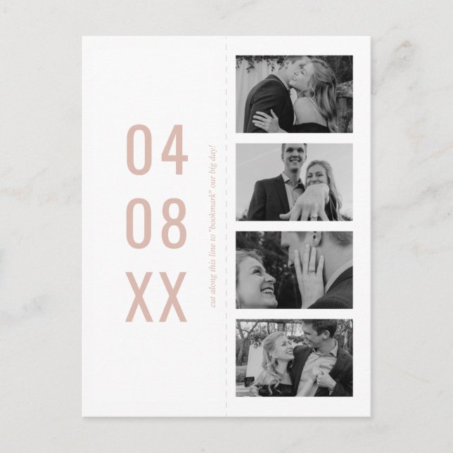  Rosa Retro Photo Bookmark Spara datum Inbjudan Vykort (Framsida)
