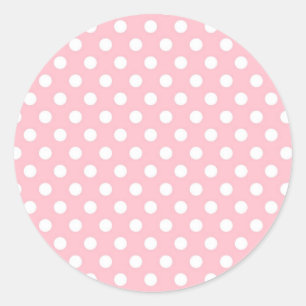 Rosa Retro Polka dots Mönster-kortets förseglingsm Runt Klistermärke