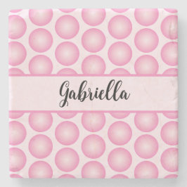 Rosa Retro Polka dots Personlig Script Namn Stenunderlägg