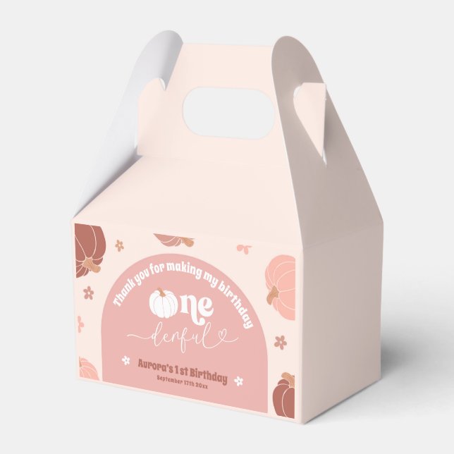 Rosa Retro Pumpa Första Födelsedags Favoritlådor Presentaskar (Framsidan Sidan)
