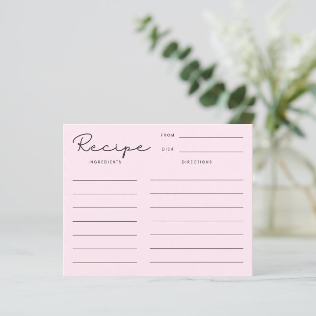 Rosa Retro Recept Card (Stående Fram)