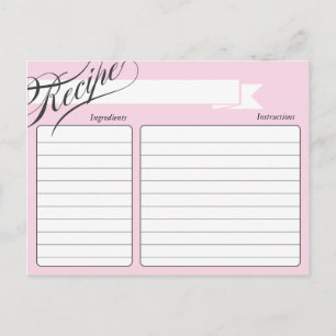 Rosa Retro Recept Card Vykort