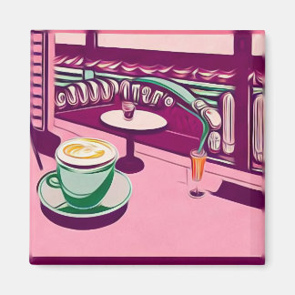 Rosa Retro-restaurang Magnet