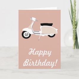Rosa Retro Scooter-födelsedagskort Kort