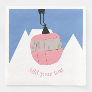 Rosa Retro Ski Hiss Skiing Snö Berg Pappersservett