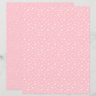 Rosa Retro Snöflingor och Stjärnor Scrapbookpapper