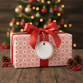 Rosa Retro Snowflake och Heart Seamless Mönster Presentpapper