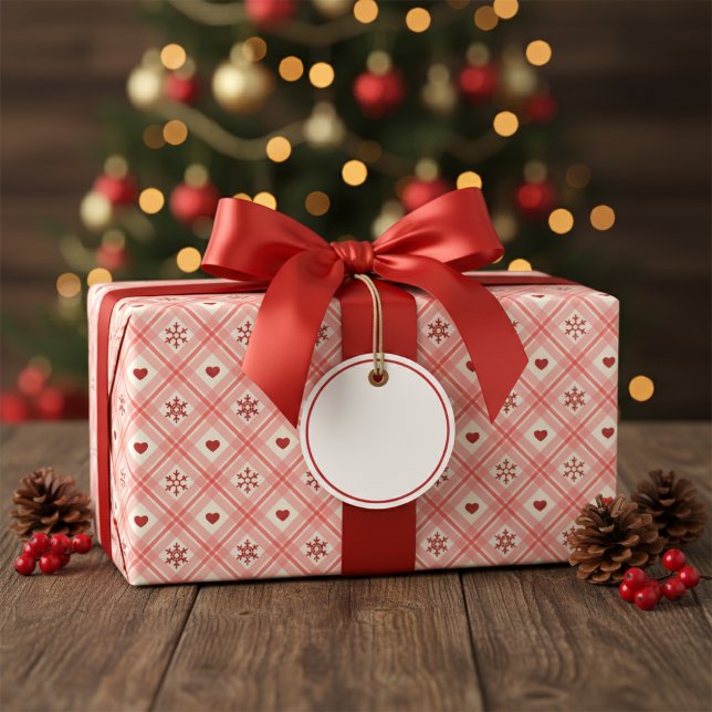 Rosa Retro Snowflake och Heart Seamless Mönster Presentpapper (Skapare uppladdad)