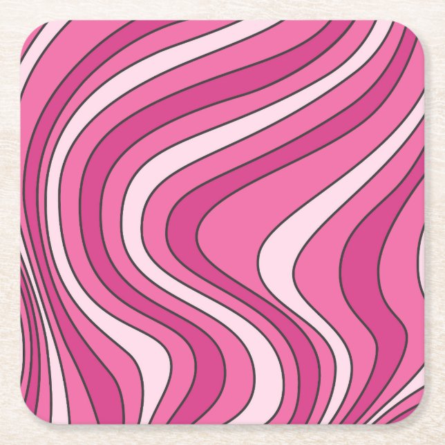 Rosa retro stil vågar underlägg papper kvadrat (Framsidan)