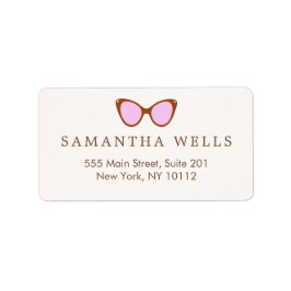Rosa Retro Sunglasses Personlig Adressetikett