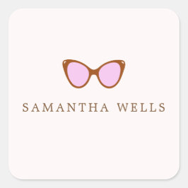 Rosa Retro Sunglasses Personlig Fyrkantigt Klistermärke