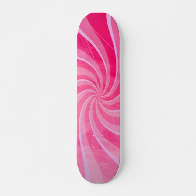Rosa Retro Swirls Skateboard (Framsida)